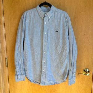 Great Lakes Sunwashed Oxford Button Down Shirt Men's Size L Blue Duck Logo